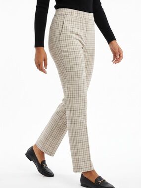 JOIE | Plaid Ankle Pants Porcelain Cotton Size 2